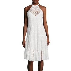 NWT TRACY REESE Lace Halter Flared Dress White - L